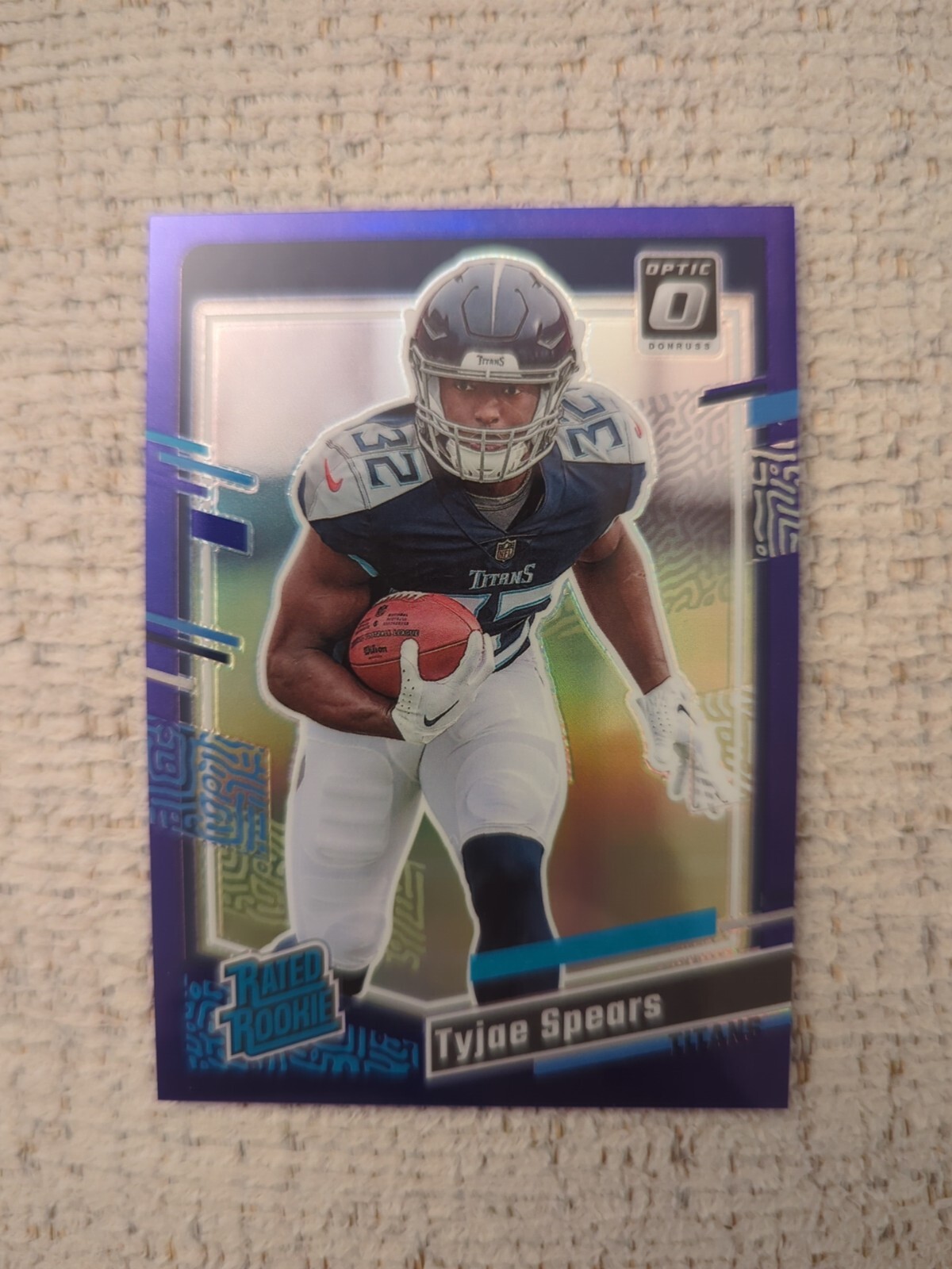 2023 Donruss Tyjae Spears Optic Preview Purple Prizm /50 Rookie #396 Ten Titans