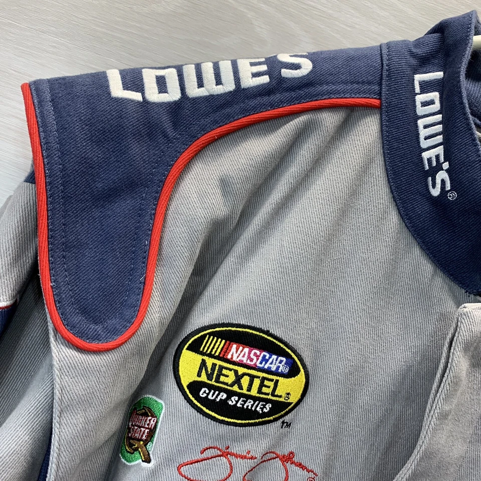Chase Authentics Jimmie Johnson Lowes #48 NASCAR Racing Jacket Gray SZ M - Image 3 of 4