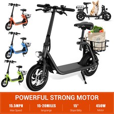 450W Sports Electric Scooter Adult with Seat Electric Moped Commuter E-Scooter