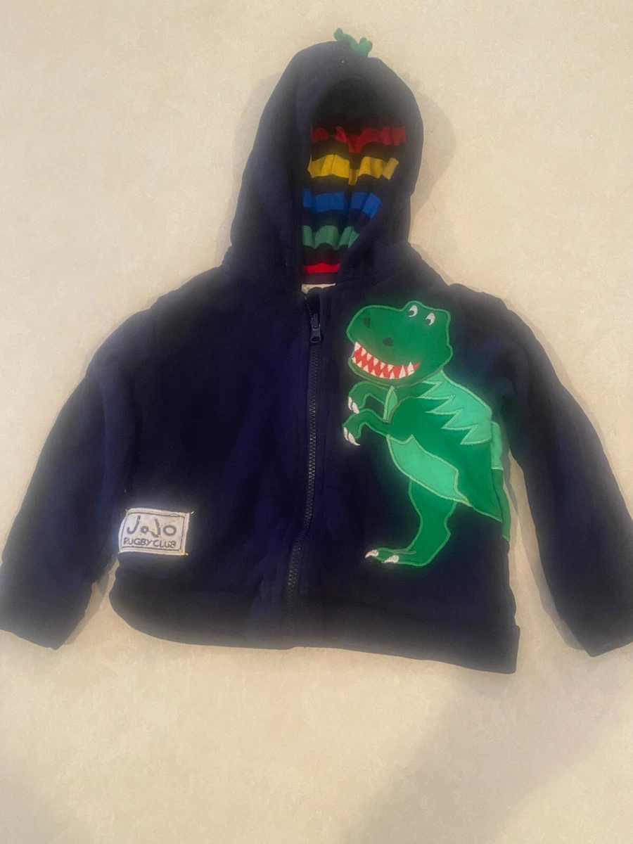 JoJo Maman bebe Infant Dinosaur Hooded Zip Sweatshirt size 6-12 Months