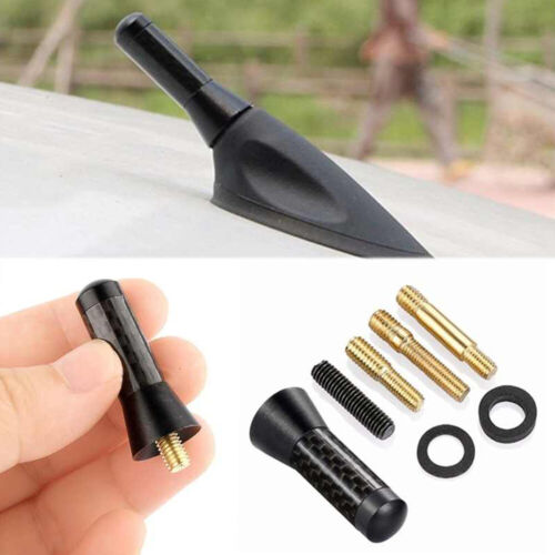 Screw 1.4 inches+ Car Antenna Carbon Fiber Radio FM Antena Black Kit - Foto 1 di 10