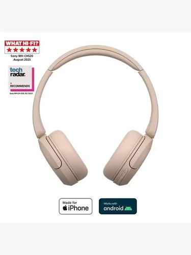 SONY WH-CH520 Bluetooth Wireless On Ear Headphones Mic/Remote Beige Rechargeable - Picture 3 of 3