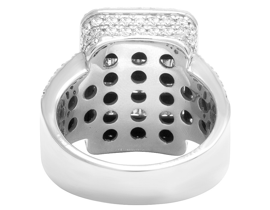 p Mens 14K White Gold Real Diamond Baguette Invisible Pinky