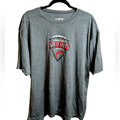 Men’s Gray Short Sleeve Tee ShirtAir It Out Football Passing Camp”- Size XL