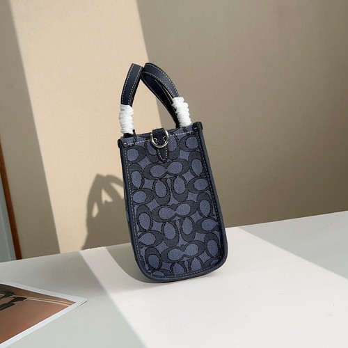 COACH C8417 Tote Bag Dempsey Tote Signature Navy 2way NEW Fedex - Picture 3 of 9