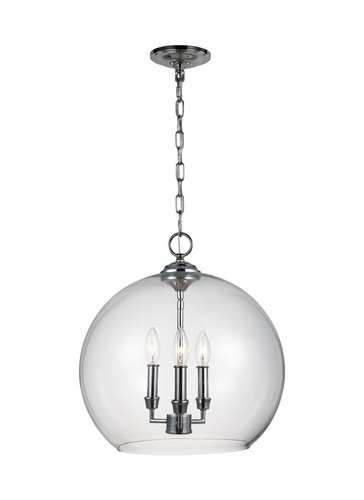 Feiss F3155/3CH Lawler 16" 3-Light Clear Glass Pendant in Chrome