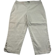 JM Collection Capri Pants Womens Size Large Tan Stretch Lattice Leg