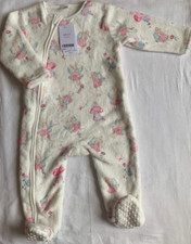 BNWT Baby Girls Pretty Fleece Lined Sleepsuit 9-12 months NEXT