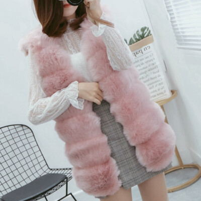 Luxus Damen Kunst Fox Pelz Weste Jacke Ärmellos Fell Flauschig