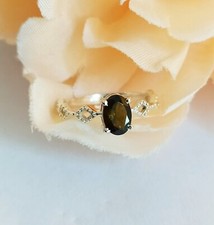 Natural Smoky Quartz Oval Cut Minimalist Ring 925 Sterling Silver Solitaire Ring
