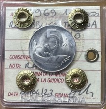 REPUBBLICA ITALIANA 5 LIRE DELFINO 1969 1 CAPOVOLTO RARA sigillata FDC SUBALPINA