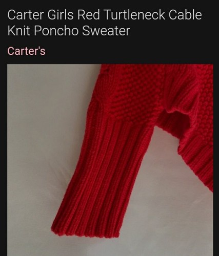 Carters Red Cable Knit Poncho Girls Size 5T, Turtleneck Long Sleeve Sweater - Picture 6 of 6