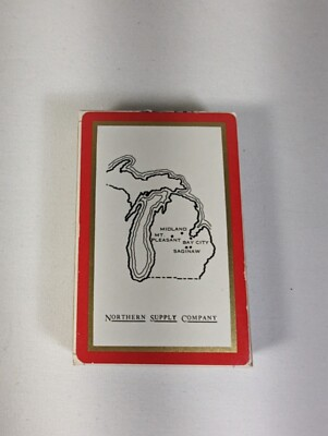#ad Vintage State of Michigan Remembrance Playing Cards Northern Supply Company $12.99