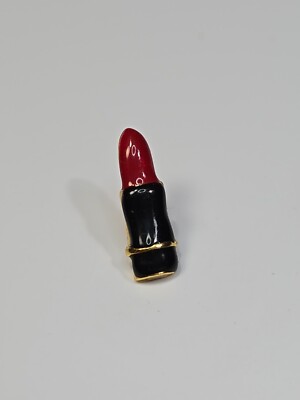 Lipstick Lapel Pin Red & Black Small Size 