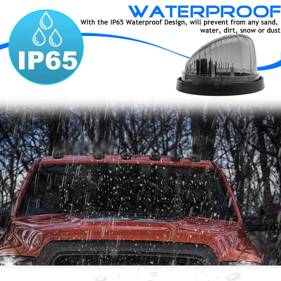 Cubierta de humo de luz de techo de cabina redonda 5 piezas + LED T10 blanco para Chevy/GMC 73-87 Foto 3 de 4