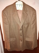 Stafford Executive Men's Sport Coat Three Button Brown Wool Cashmere Size XL