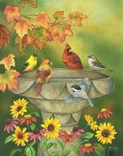 Ceramic Backsplash Tile Mural Bird Kitchen/Bathroom - Backyard Birdbath