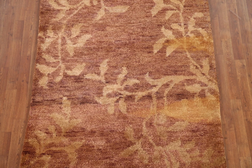 Nature Print Transitional Moroccan Oriental Area Rug 5'x7' Jute Hand-knotted Rug - Image 3 of 4