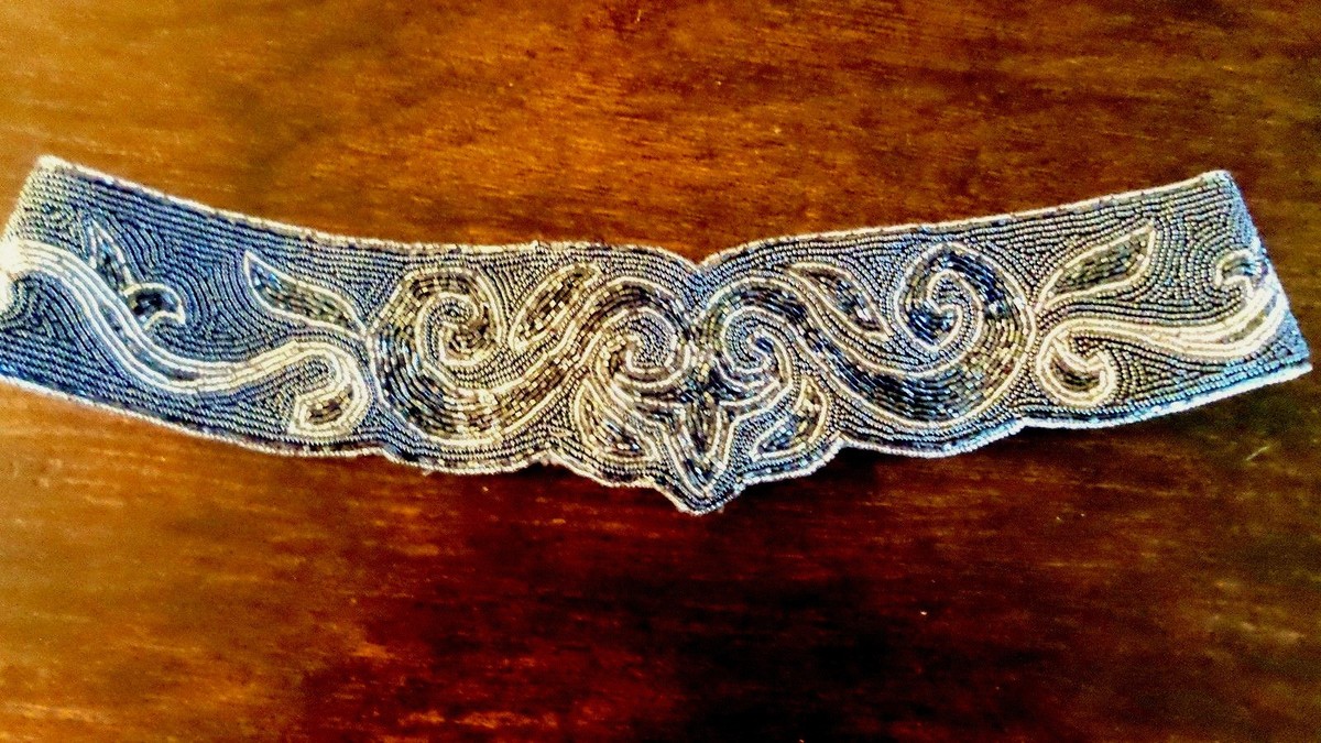 Vintage La Regale Black Beaded Belt Estimated Medium Measurement In Photos La Regale Vintage Beaded Belt - Black Gold Silver Fabric  main image 4
