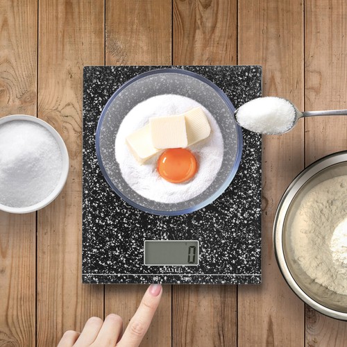 Salter 5kg Glitter Electronic Digital Kitchen Tare/Zero Glass Weight Scale Black - Picture 3 of 3