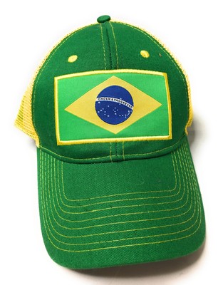 Brasil Brazil Brazilian Neon Green Ordem e Progresso Embroidered Cap Hat