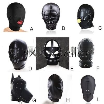 Unisex Bandage Open Mouth Head Hood Masks Blindfold Harness Headgear