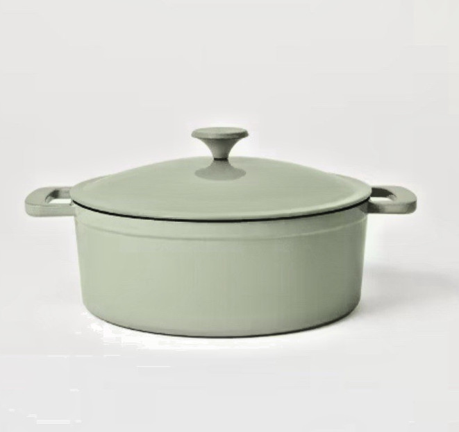 Figmint 5.5 Qt Enamel Cast Iron Dutch Oven Sage Green Stock Pot for All Stoves