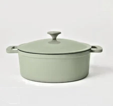 Figmint 5.5 Qt Enamel Cast Iron Dutch Oven Sage Green Stock Pot for All Stoves