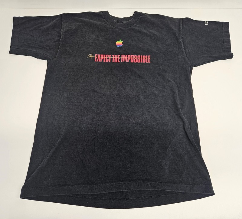 VINTAGE Apple Expect The Impossible Mission Impossible Promo Black T Shirt Sz XL
