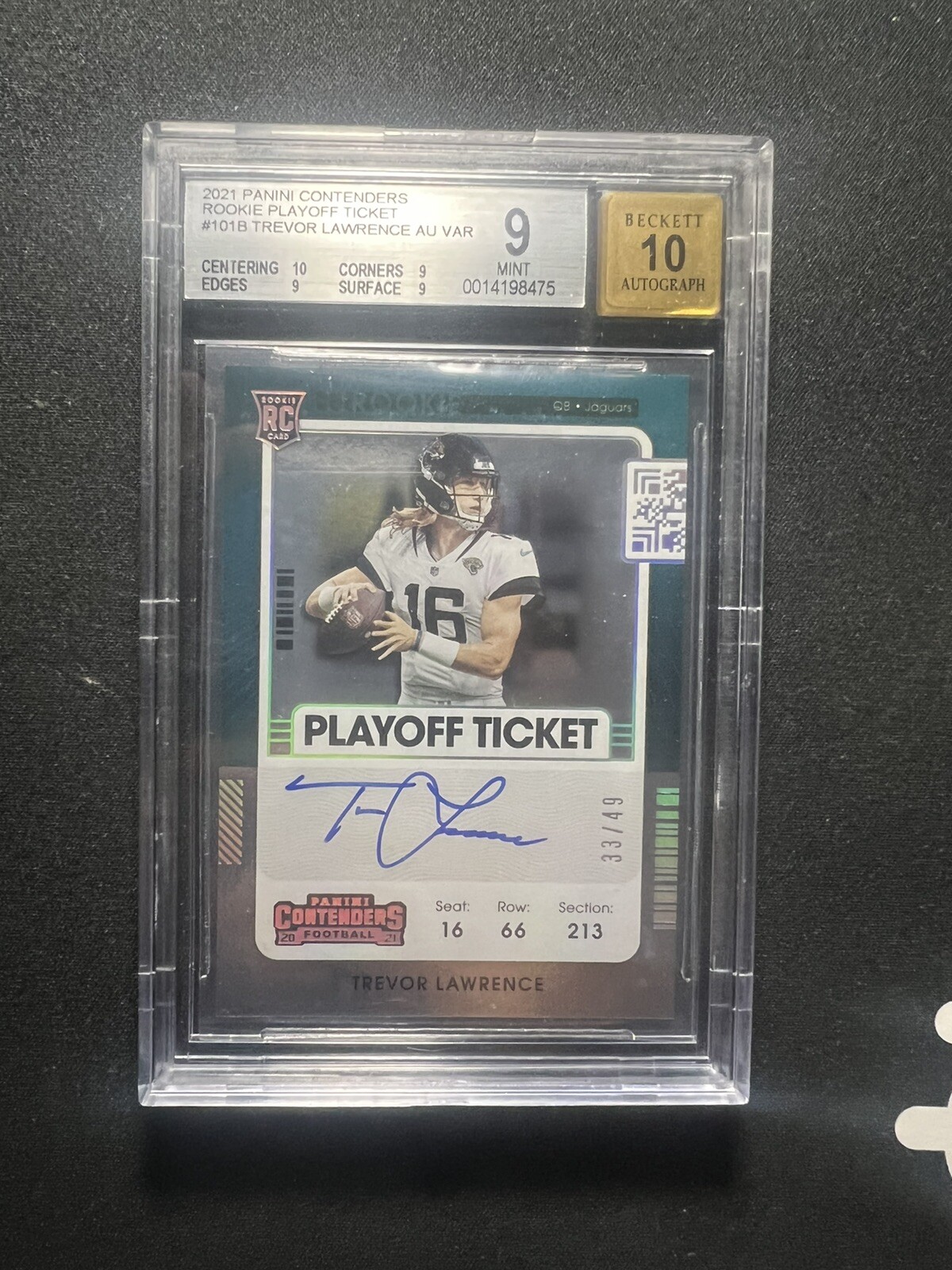 Trevor Lawrence Panini Playoff Contenders Rookie Ticket Rps Autograph Preview Set #101 Green