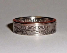 "Sealed" PUERTO RICO US STATE QUARTER handcrafted coin ring or pendant size 4-14