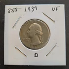 1939-D Washington Silver Quarter In Very Fine Condition