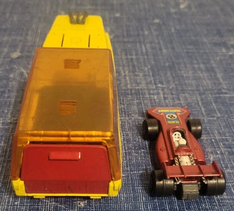De colección 1972 Matchbox Super Kings K-7 coche de carreras transportador con Lesney Formula Car Foto 4 de 4