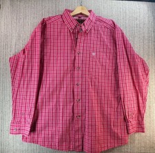 Ariat Pro Series Shirt Mens Extra Large Pink Red Plaid Button Down Western Work