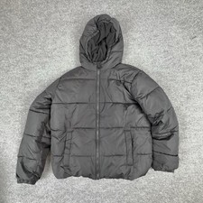 Swisstech Jacket Kids XL 14-16 Black Hooded Quilted Puffer Zip Winter Coat
