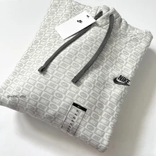 Nike Sportswear Club Fleece Monogram Pullover Hoodie Men's XL Summit White Gray