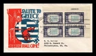 US COVER GREECE OVERRUN COUNTRIES FDC SCOTT 916 SLOGAN BLOCK CACHET CRAFT
