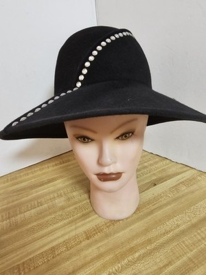 NWT Frank Olive Private Collection Lillie Rubin Black Wool Felt Rhinestone Hat 80s Frank Olive Black Wool Hat Black Ostrich Feather - Etsy main image 4