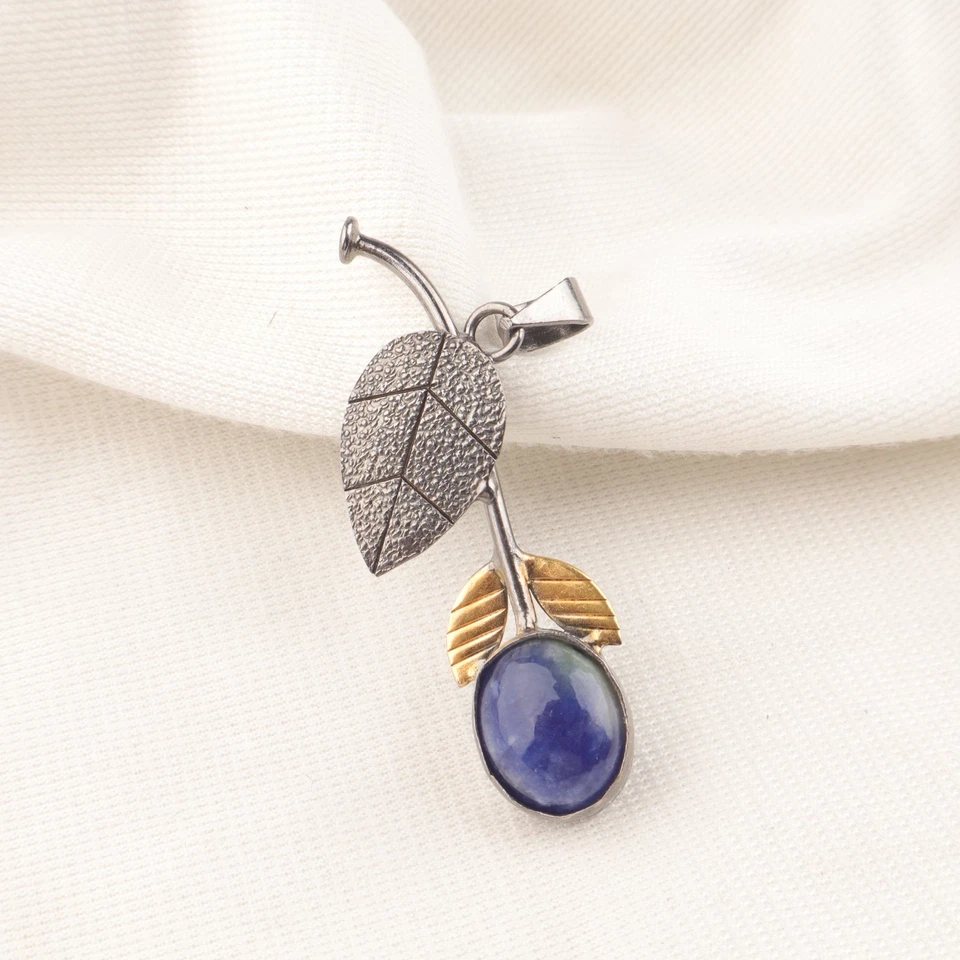 Sodalith natürlicher Edelstein 925 Sterlingsilber handgefertigter Schmuck Anh... - Bild 3 von 4