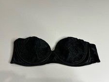 Vintage Victorias Secret Gold Label Black Lace Strapless Bra Under Wire 36B