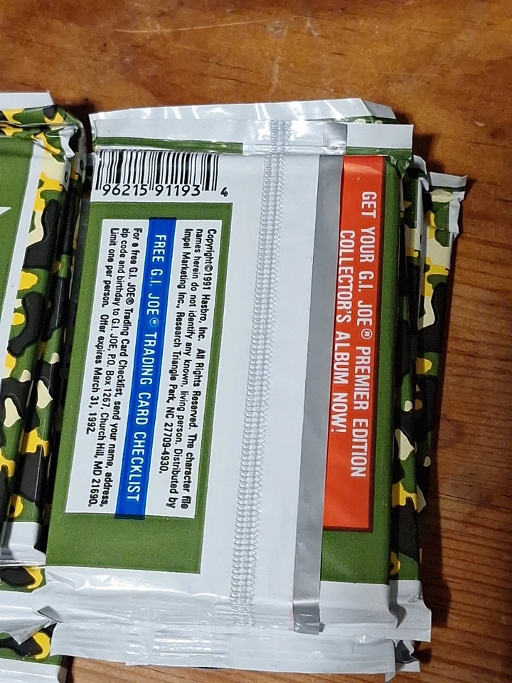 8 paquetes de tarjetas coleccionables oficiales Hasbro GI Joe 1991 vintage selladas de fábrica EE. UU. Foto 2 de 3