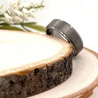 Modern 8mm Gray Tungsten Carbide Ring – Matte Brushed Surface With Engraved Band — photo 4