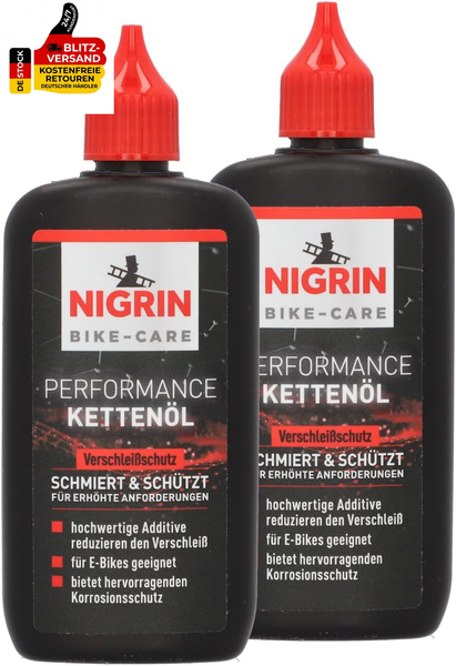 Nigrin BIKE-CARE E-Bike-KettenöL, 100 Ml Flasche, FahrradkettenöL, Verringert Re-image