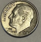 1961-D Silver Roosevelt Dime 90% silver, circulated.