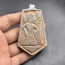Ancient Jiroft Chlorite Stone Roman King Intaglio Rare Amulet Pendent 