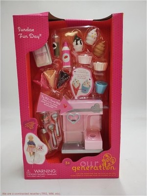 Our Generation Sundae Fun Day Ice Cream Machine Acce Set for 18'' Dolls SEE DE...