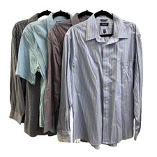 Lot (4) Chaps Ralph Lauren Mens Button Shirt 17.5/34-37  Stripe Plaid Check