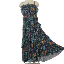 Ulla Johnson Colette Silk Maxi Dress Gown Ruffle Floral Size 12