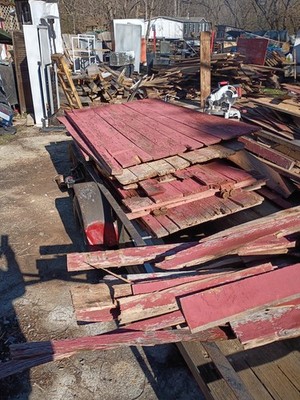 Reclaimed Red painted barnwood Boards Lumber Reclaimed