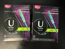 2X U by Kotex Sleek Tampons SUPER Absorbency Unscented 34 Count
